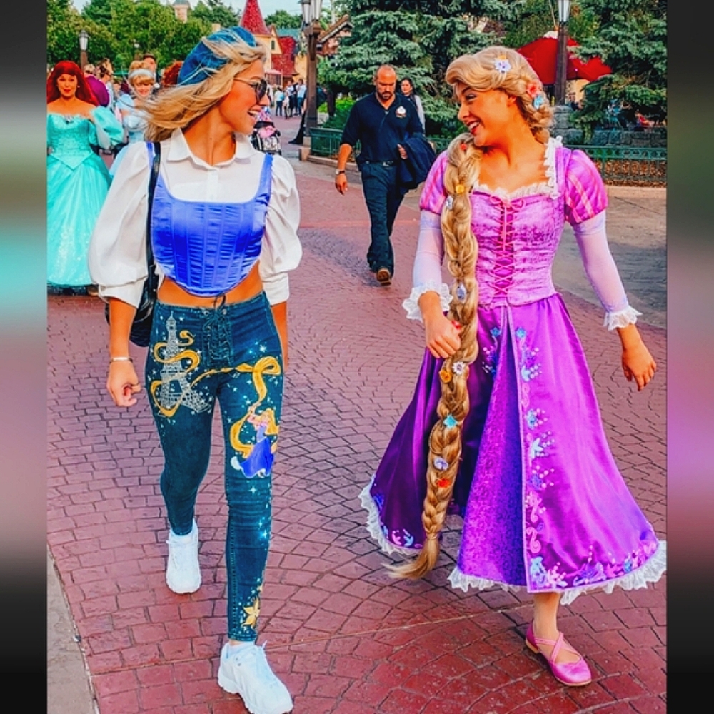 Rapunzel Tangled inspired disneybound Walt Disney Disney land custom jeans pants